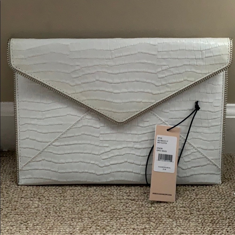 Rebecca Minkhoff Leo Clutch in optic white